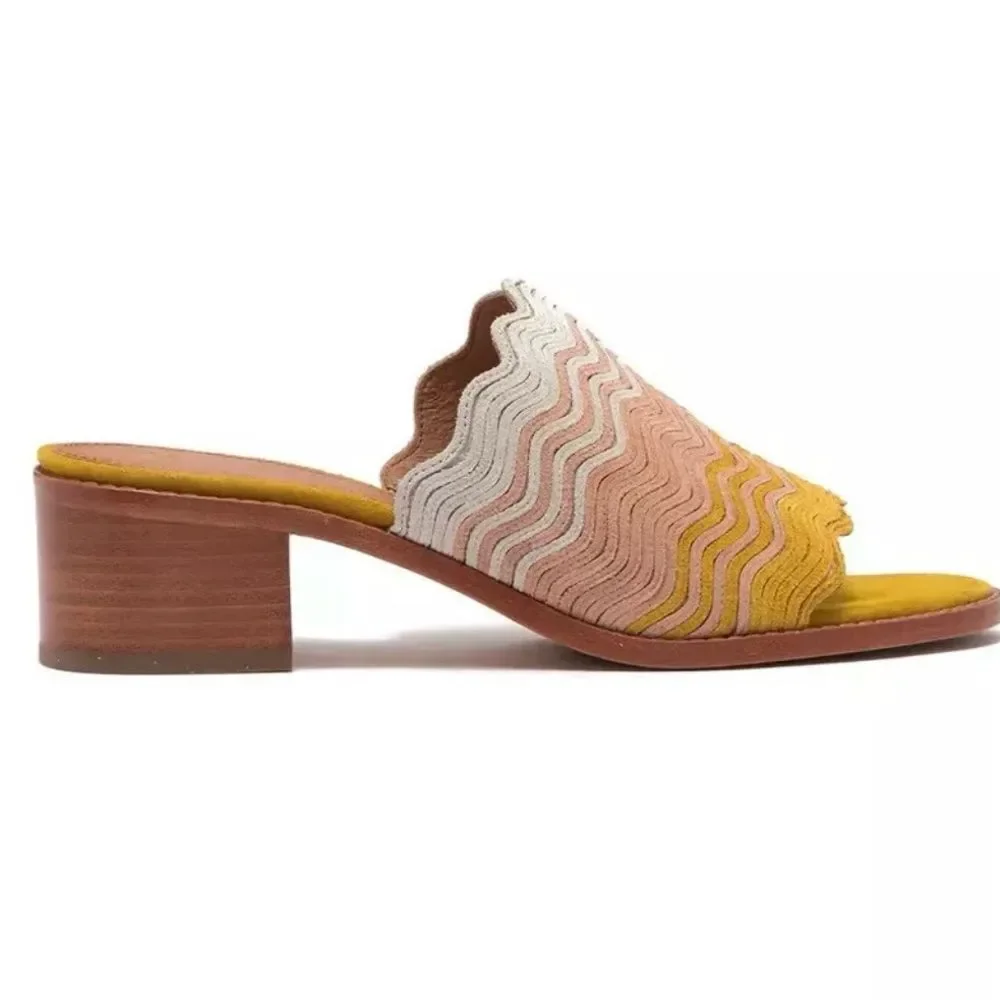 Frye Cindy Wave Mule block heel sandal‎ 6.5 M